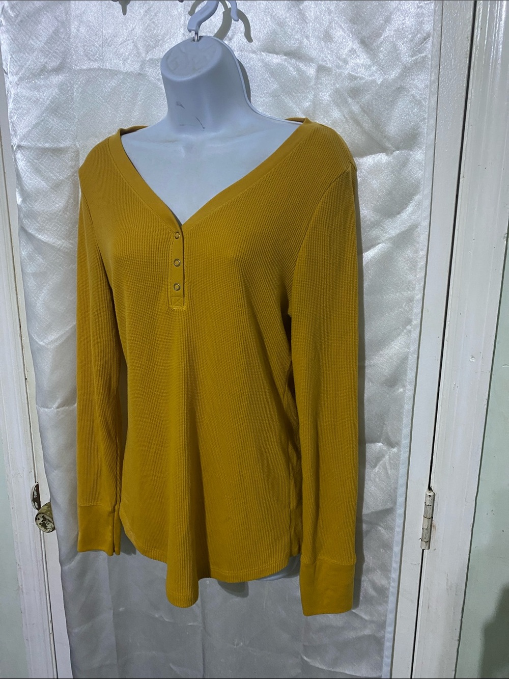 Y2K Women’s Mustard Long-Sleeve Henley Top